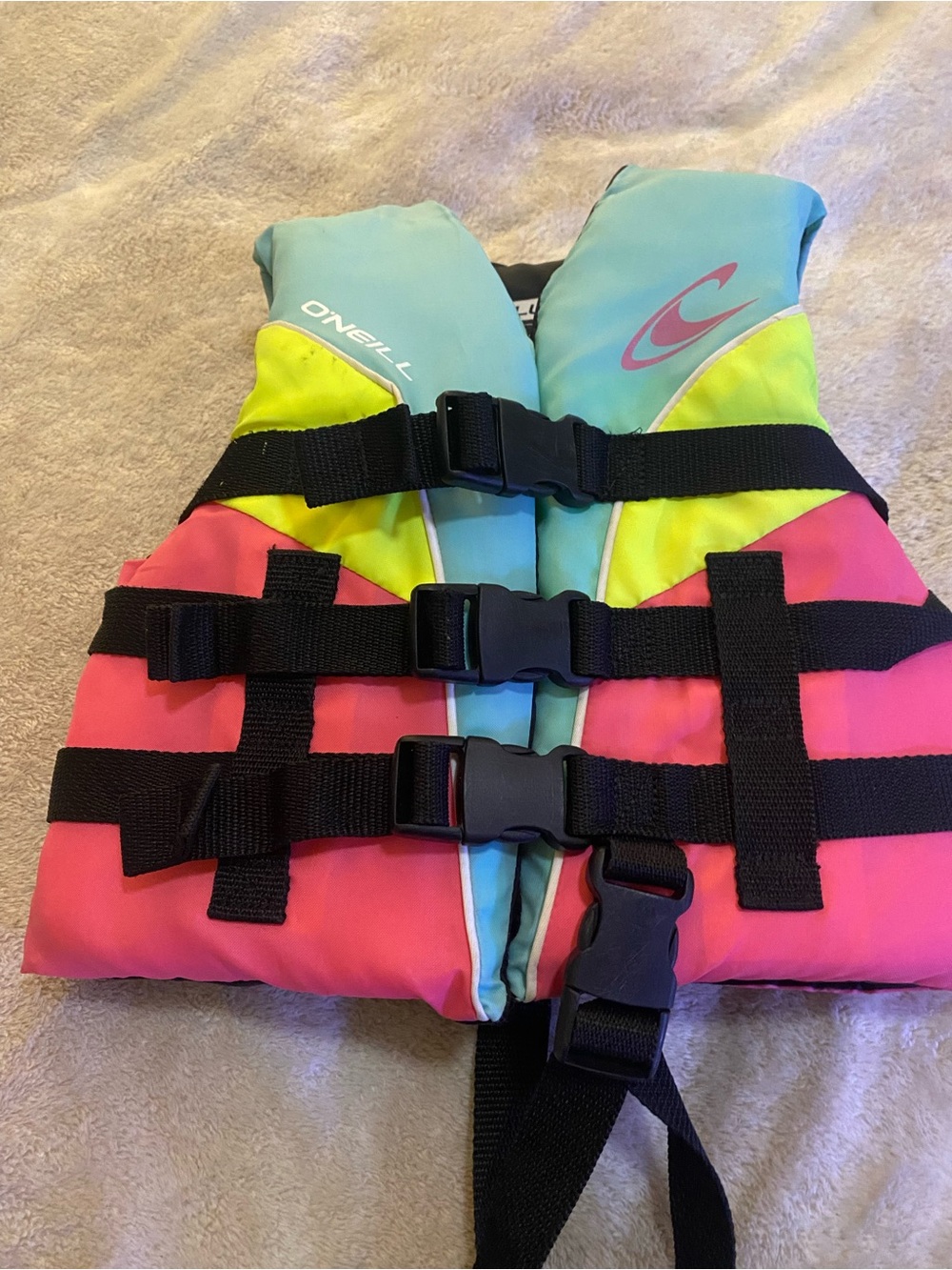 O'Neill Kids Colorblock Life Vest - Pink, Aqua, Yellow